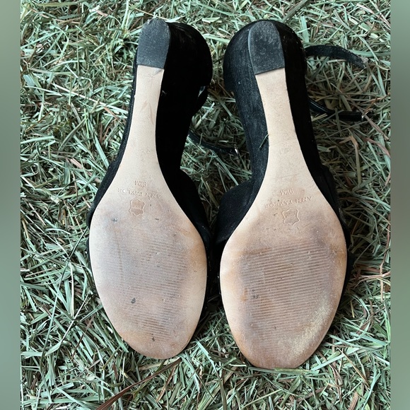Ann Taylor black suede wedge sandal, gently worn, size 9 1/2. - Picture 3 of 5